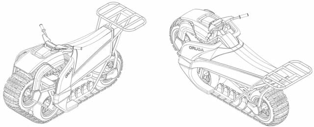 キャタピラ式の全地形対応電動バイク「unitrack」、ラトビアのスタートアップorugaが開発中